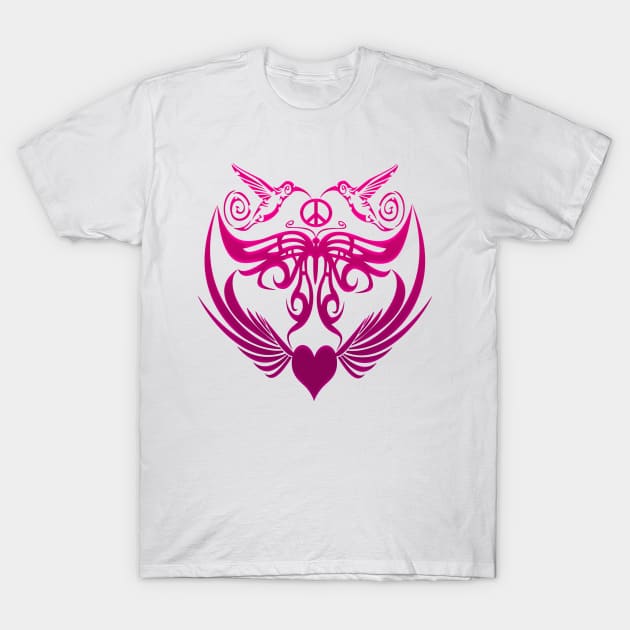 Butterfly wings, hummingbirds, pink T-Shirt by AmandaRain